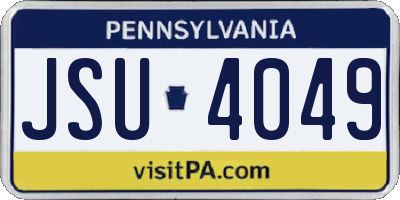PA license plate JSU4049