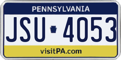 PA license plate JSU4053