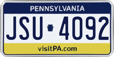 PA license plate JSU4092