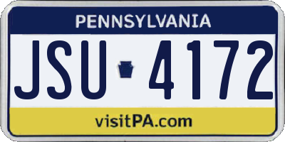 PA license plate JSU4172
