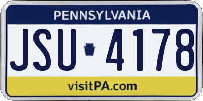 PA license plate JSU4178