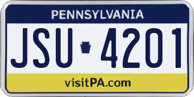 PA license plate JSU4201