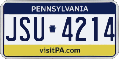 PA license plate JSU4214