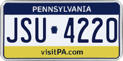 PA license plate JSU4220