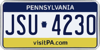 PA license plate JSU4230