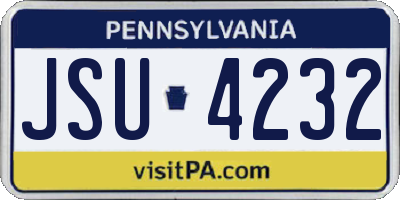 PA license plate JSU4232