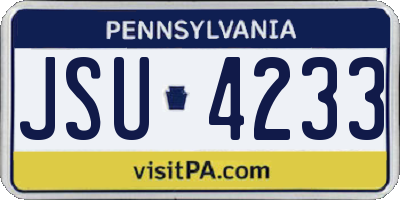 PA license plate JSU4233