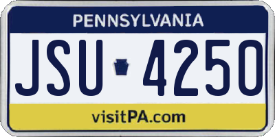 PA license plate JSU4250