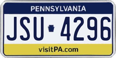 PA license plate JSU4296
