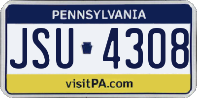 PA license plate JSU4308