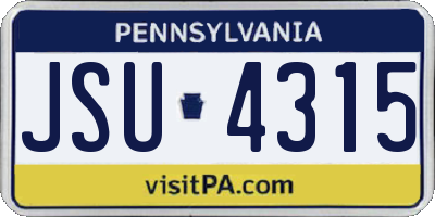 PA license plate JSU4315