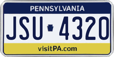 PA license plate JSU4320