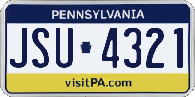 PA license plate JSU4321