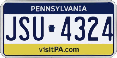 PA license plate JSU4324
