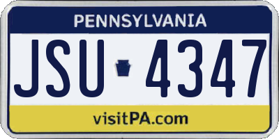 PA license plate JSU4347