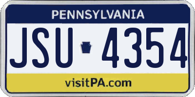 PA license plate JSU4354
