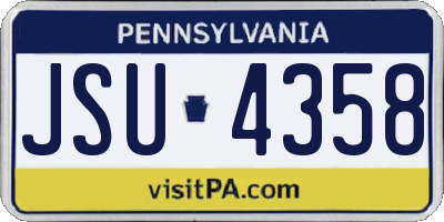 PA license plate JSU4358