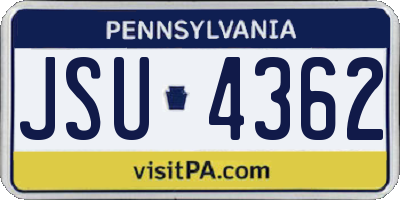 PA license plate JSU4362