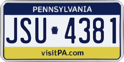 PA license plate JSU4381