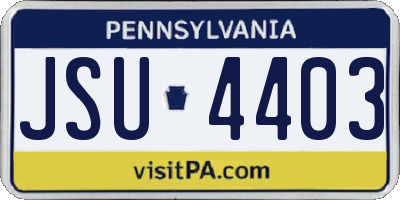 PA license plate JSU4403