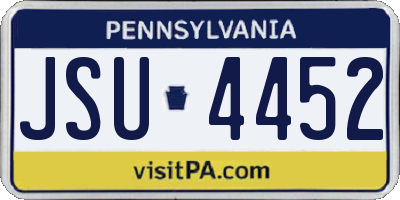 PA license plate JSU4452