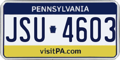 PA license plate JSU4603
