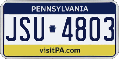 PA license plate JSU4803