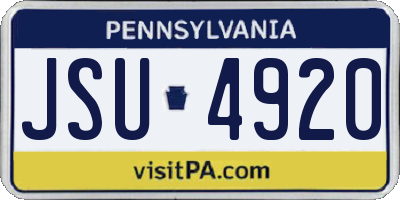 PA license plate JSU4920