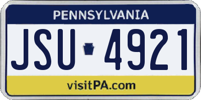 PA license plate JSU4921