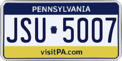 PA license plate JSU5007