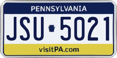 PA license plate JSU5021