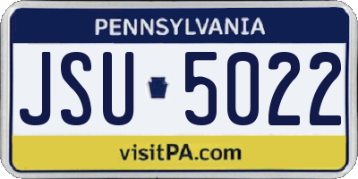 PA license plate JSU5022