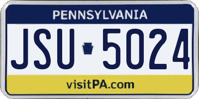 PA license plate JSU5024