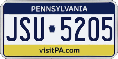 PA license plate JSU5205