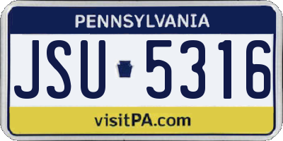 PA license plate JSU5316