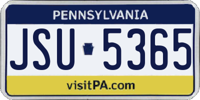 PA license plate JSU5365