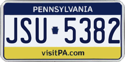 PA license plate JSU5382
