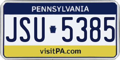 PA license plate JSU5385
