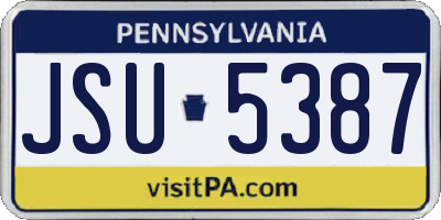 PA license plate JSU5387