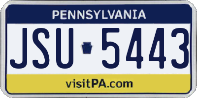 PA license plate JSU5443