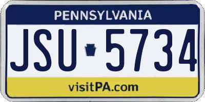 PA license plate JSU5734