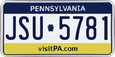 PA license plate JSU5781