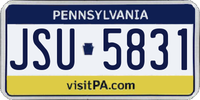 PA license plate JSU5831