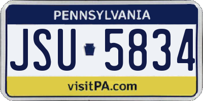 PA license plate JSU5834