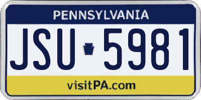 PA license plate JSU5981