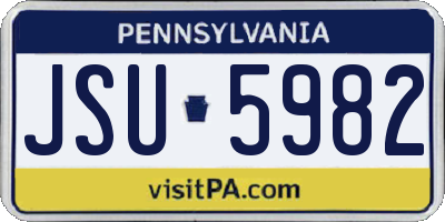 PA license plate JSU5982