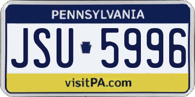 PA license plate JSU5996