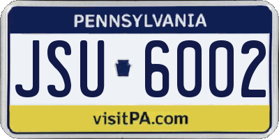 PA license plate JSU6002