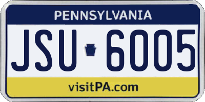 PA license plate JSU6005