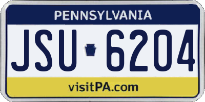 PA license plate JSU6204